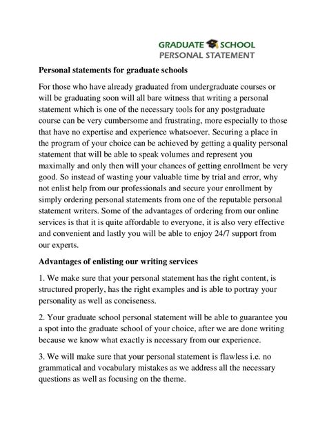 Professional Help With Graduate School Personal Statement
