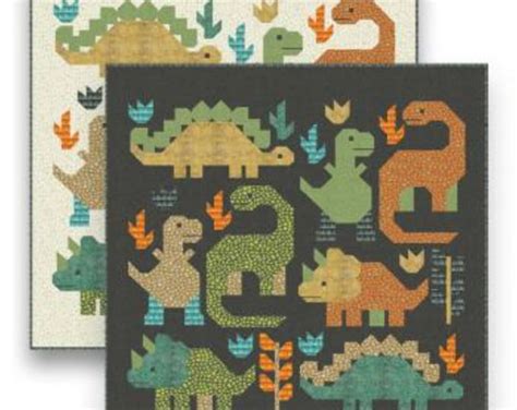 Age Of The Dinosaurs Quilt Kit With Black Background Katherine Quinn