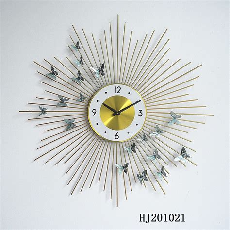 Luxury Butterfly Wall Clock Beautiful Metal Unique Wall Mounted