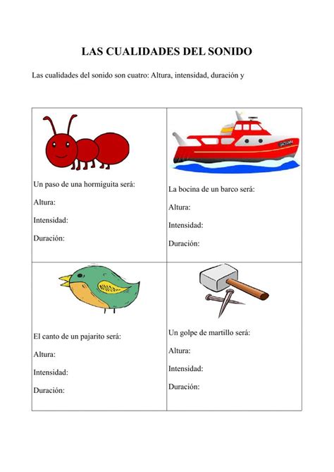 Cualidades Del Sonido Ficha Interactiva Actividades De Educación