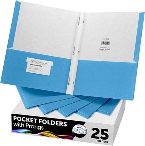 File Ez Two Pocket Folders With 3 Prong Fasteners Light