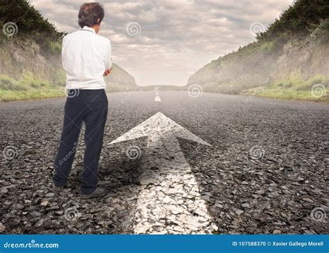 Businessman Standing On A Road Stock Photo Image Of Pensive