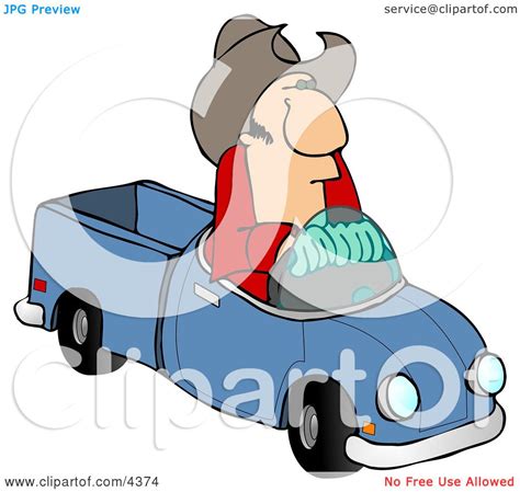 Cowboy Driving A Small Toy Pickup Truck Clipart By Djart 4374