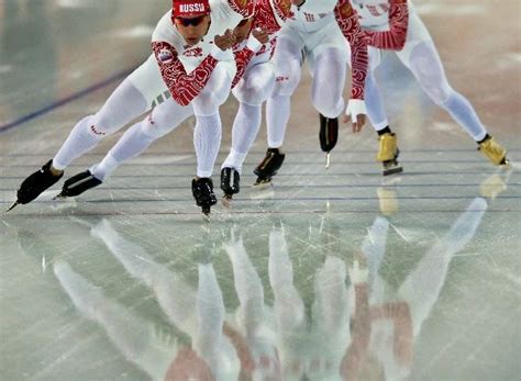 Speed Skaters From Russia Train At The Adler Arena Skating Center
