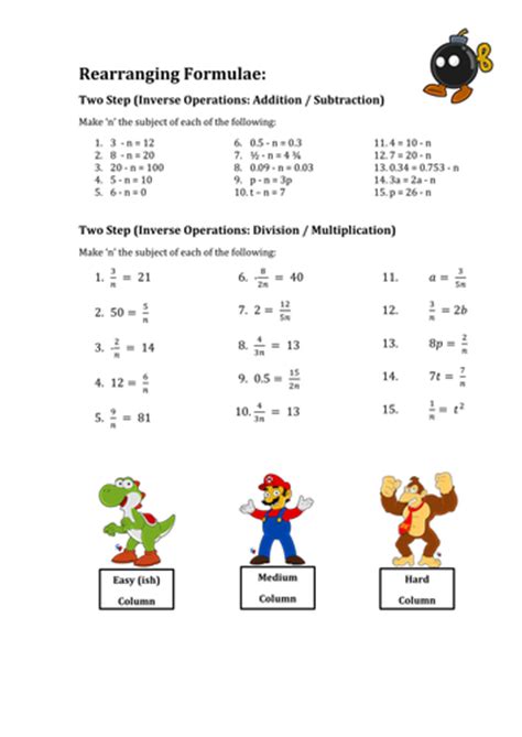 Rearranging Formulae Various Worksheets By Mej Teaching Resources Tes