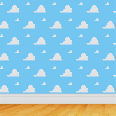 Kids Self Adhesive Vinyl Wallpaper Toy Story Inspired Clouds Pattern