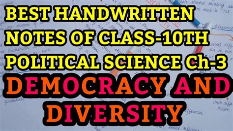 Class 10th Political Science Llcivics Ch 3 Ll Democracy And Diversity