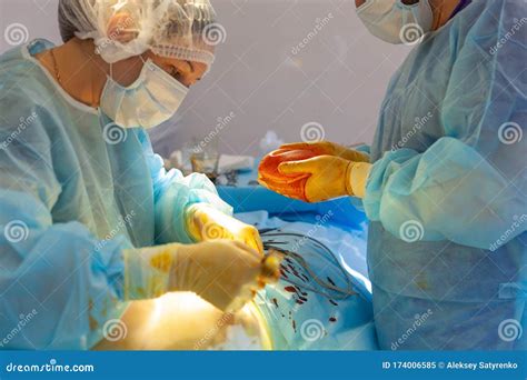 Hospital Surgeon Operates In The Operating Room Stock Image Image Of