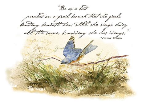Bluebird Bird On Branch Victor Hugo Poem Watercolor Print 5 By Etsy Victor Hugo Poems Bird