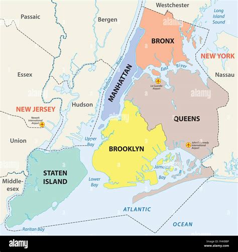 Stadtplan New York City 5 Bezirke Stock Vektorgrafik Alamy