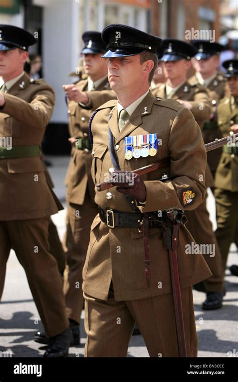Warrant Officer From The Royal Signals Regiment British Army Marching