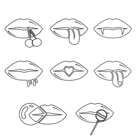 Collection Of Women S Lips Black Contour Doodle Vector Illustration Of Sexy Woman S Lips