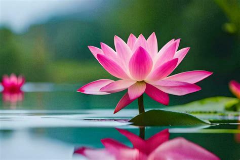 Pink Lotus Flower Floating In The Water Ai Generated 32377344 Stock
