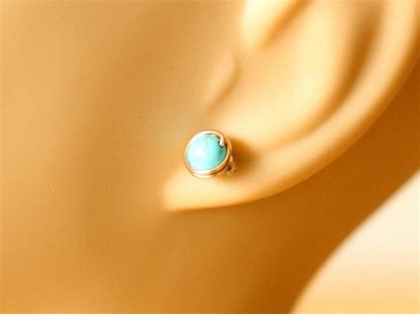 Genuine Turquoise Earrings 14k Gold Filled Turquoise Post