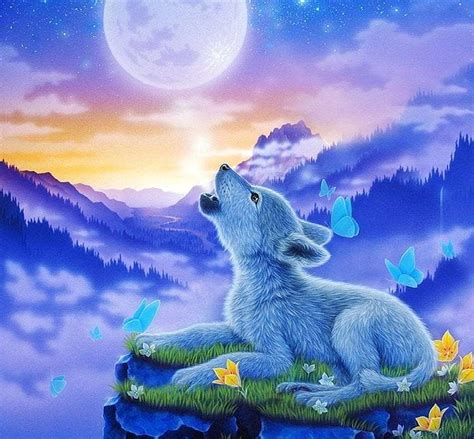 She Wolf Singing To The Full Moon In Spring Puzzle Factory