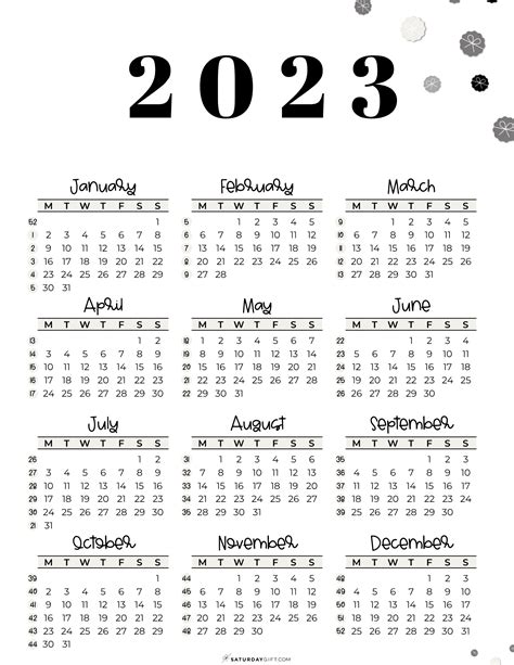 2023 Year At A Glance Calendar Crownflourmillscom 2023 Calendar