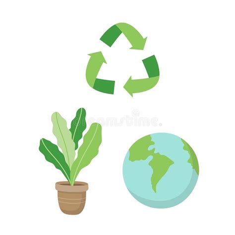 Recycling Sign A Plant And A Planet Earth Ecological Concept