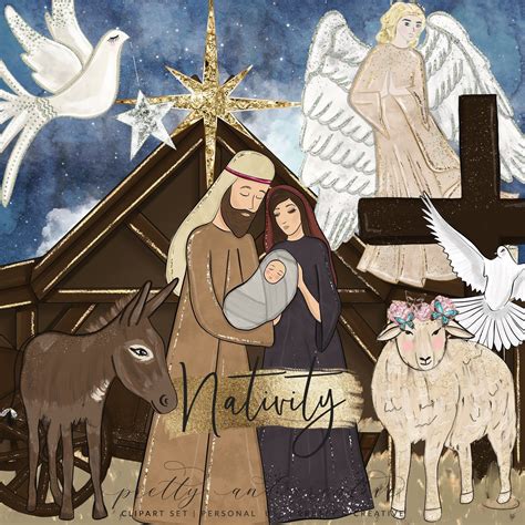 Nativity Clipart Religious Christmas Jesus Clipart Star Etsy
