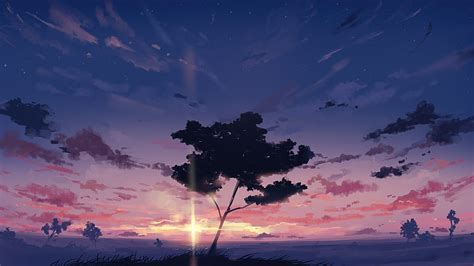 Sunset Sky Clouds Tree Artist Artwork Digital Art Hd Wallpaper Peakpx