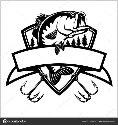 Fishing Logo Bass Fish With Template Club Emblem Fishing Theme Vector