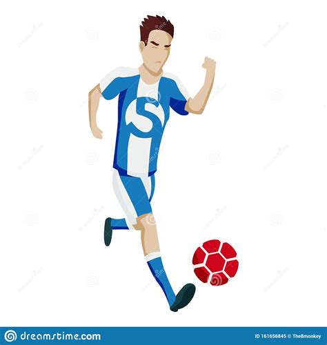 Football Player Character Showing Actions Cheerful Soccer Player