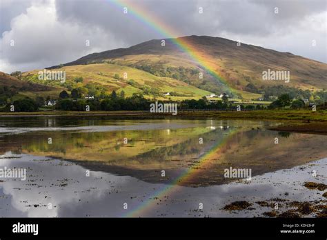 Rainbow Over Loch Laich Appin Scotland Stock Photo Alamy