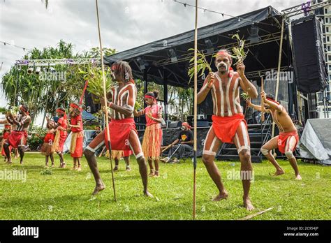 Traditional Aboriginal Dancers From Yarrabah In Queensland Australia
