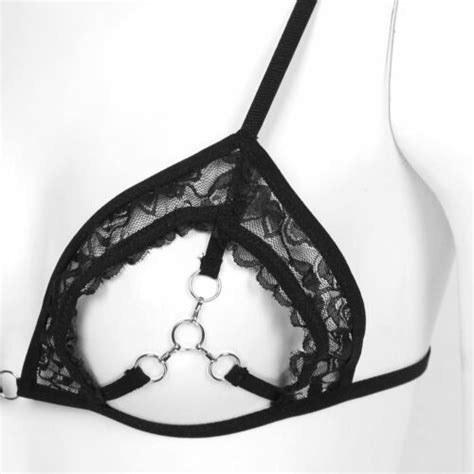 black sexy women lingerie see through sheer lace bra top nipple open bralette us ebay