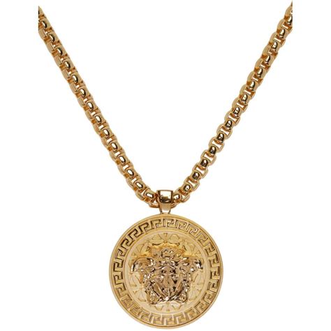 Versace Gold Large Round Medusa Head Necklace In Metallic For Men Lyst