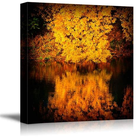 Canvas Prints Wall Art Autumn Trees Covered With Yellow Foliage