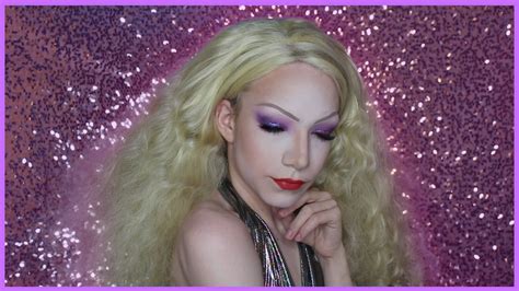 Purple Glitter 70s Disco Inspired ☮️ Male To Female Drag Queen Makeup