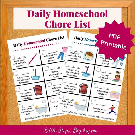 Daily Homeschool Chore List Chore Chart For Kids Printable Chore Chart