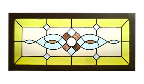 red yellow green diamond leaded stained glass window — architectural antiques