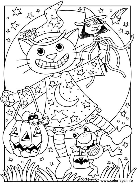 Coloriage halloween facile chat citrouille  JeColorie.com