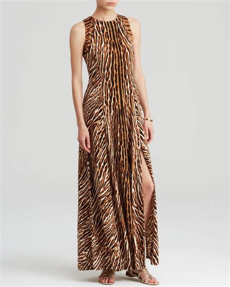 54.5 (size xs) to 56.5 (size xl) v neckline; Michael Michael Kors Animal Print Maxi Dress in Brown ...