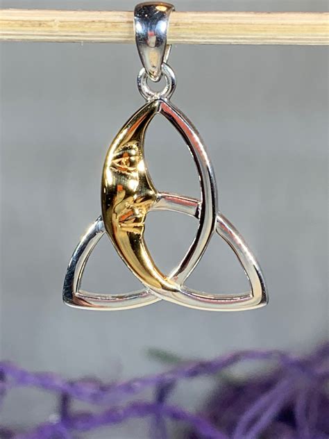Trinity Knot Necklace Moon Necklace Celestial Jewelry Triquetra