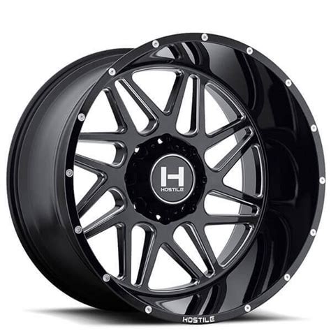 22 Hostile Wheels H108 Sprocket Gloss Black With Milled Accents Off