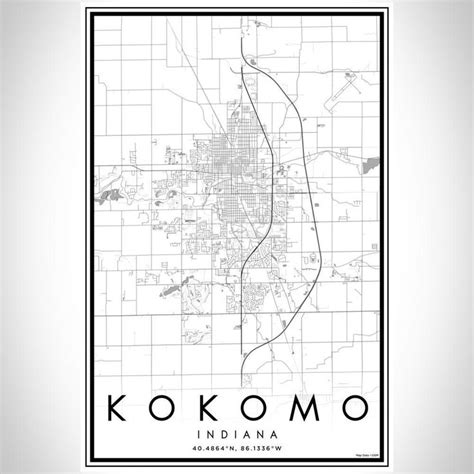 Kokomo Indiana Classic Map Print In 2020 Kokomo Map Print Kokomo