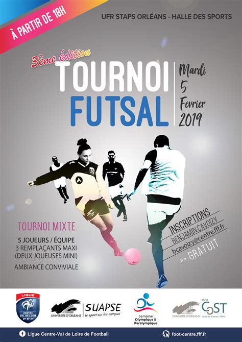 Tournoi Futsal Mixte à La Halle Des Sports Dorléans Ligue Centre Val