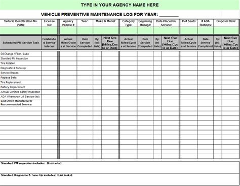 29 Free Printable Vehicle Maintenance Log Excel