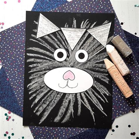 Paper And Chalk Art Cat Craft For Kids To Recreate Cat Crafts Chalk