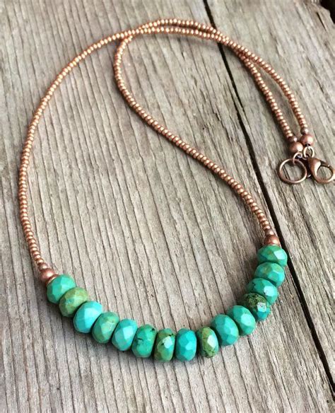 Turquoise Bohemian Necklace Copper Turquoise Jewelry Boho Jewelry