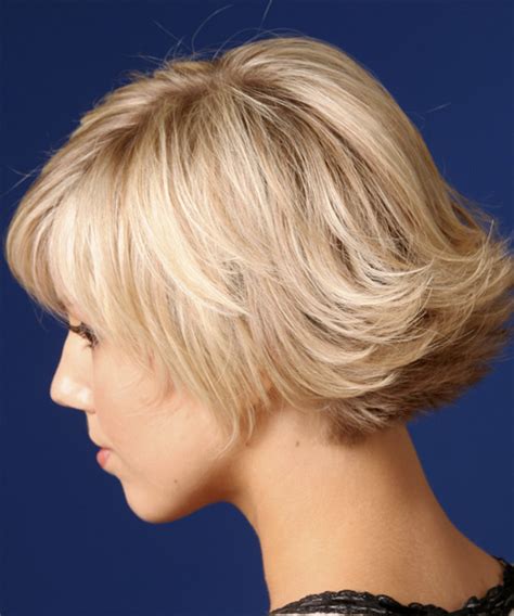When dealing with fine hair, this type of bob amps up the body with its short volumetric layers hitting the back of the head. Short Straight Light Strawberry Blonde Hairstyle