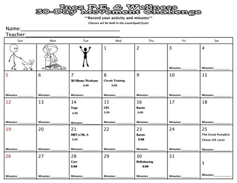 30 Day Printable Calendar