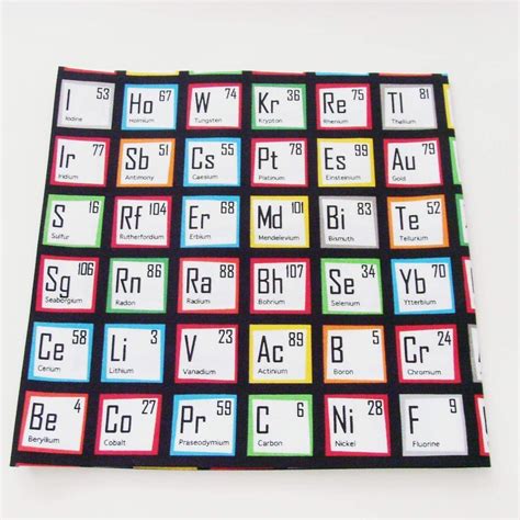 Handmade Periodic Table Of Elements Napkins Set Of 4 100 Etsy