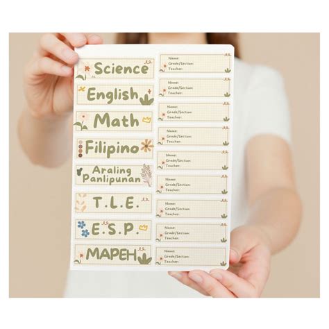 Cute Aesthetic Subject And Name Sticker Set Shopee Philippines