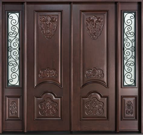 Heritage Front Door Custom Double Solid Wood With Dark Mahogany