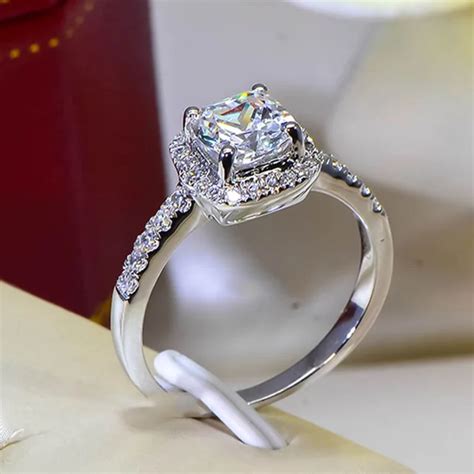 Buy Cushion 2 Carat Imitation Diamonds Engagement Ring