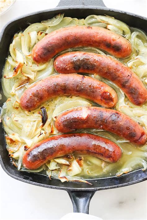 Oven Baked Brats And Onions Cook At Home Mom