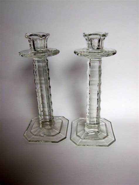 A Gorgeous Pair Of Vintage Pressed Glass Candlesticks 316606 Uk